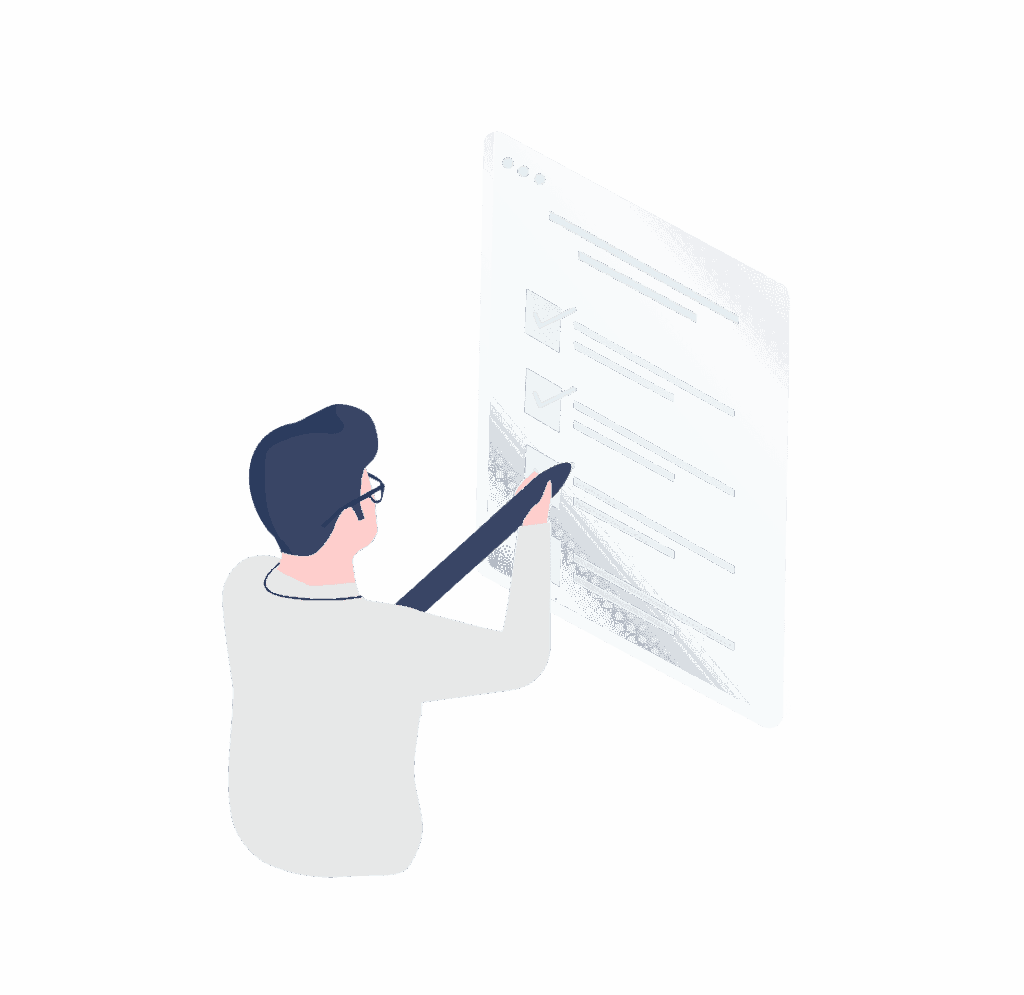 Illustration representing a data controller running real-time quality control checks on clinical trials.